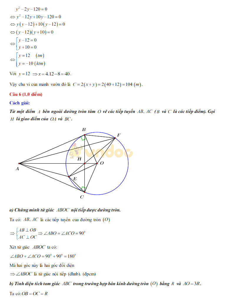 Đáp án đề thi tuyển sinh lớp 10 môn Toán tỉnh Sơn La năm 2020