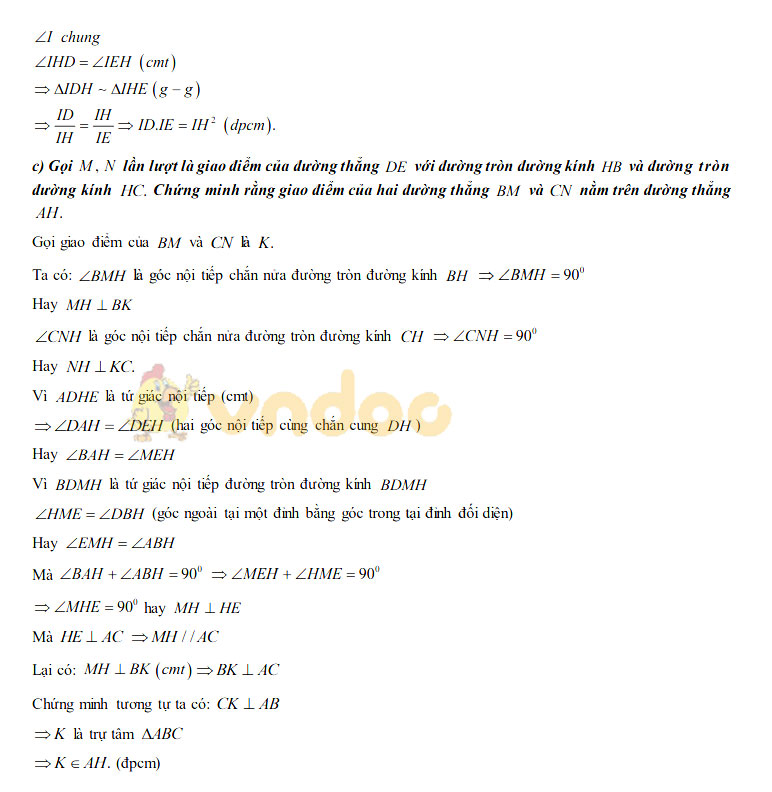 Đáp án đề thi tuyển sinh lớp 10 môn Toán tỉnh Cần Thơ năm 2020