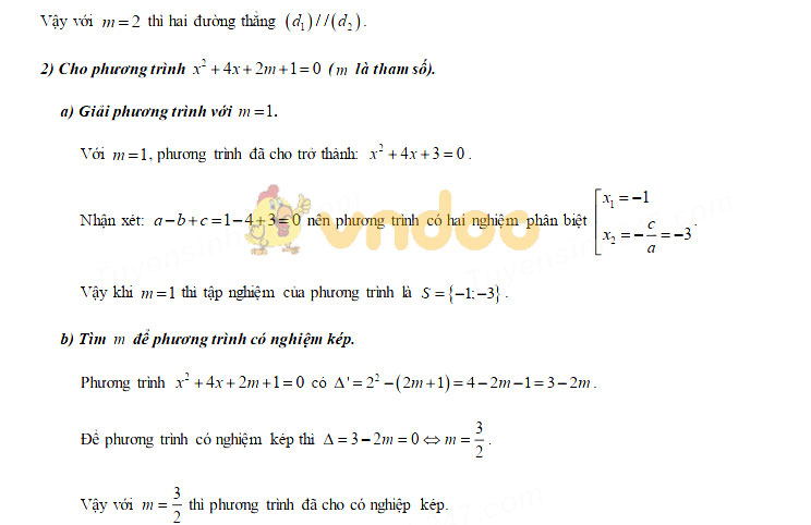 Đáp án đề thi tuyển sinh lớp 10 môn Toán tỉnh Hòa Bình năm 2020