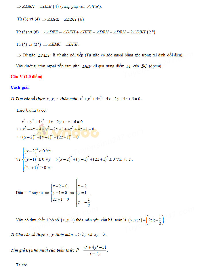 Đáp án đề thi tuyển sinh lớp 10 môn Toán tỉnh Hòa Bình năm 2020