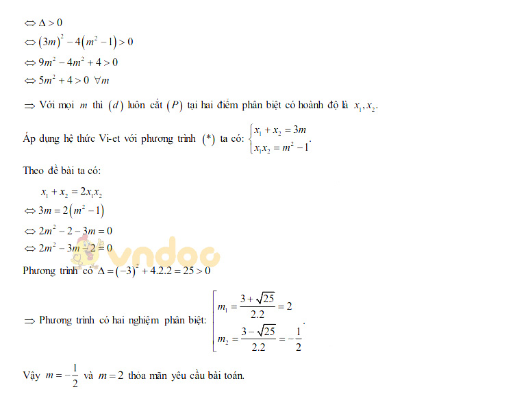 Đáp án đề thi tuyển sinh lớp 10 môn Toán tỉnh Thái Bình năm 2020