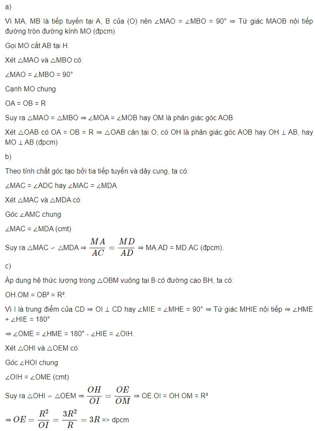 Đáp án đề thi tuyển sinh lớp 10 môn Toán tỉnh Thái Bình năm 2020