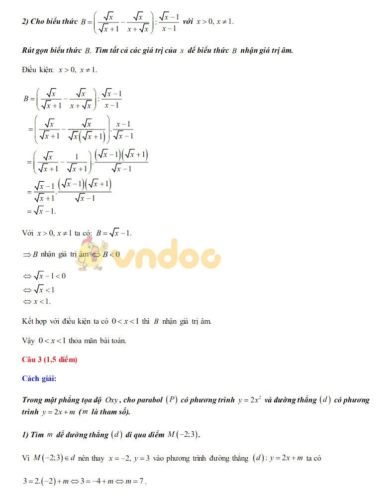 Đáp án đề thi tuyển sinh lớp 10 môn Toán tỉnh Hà Nam năm 2020