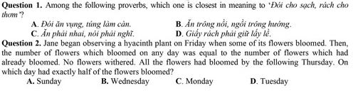 Đề thi vào lớp 6 trường Chuyên Trần Đại Nghĩa năm học 2020 - 2021 Có đáp án