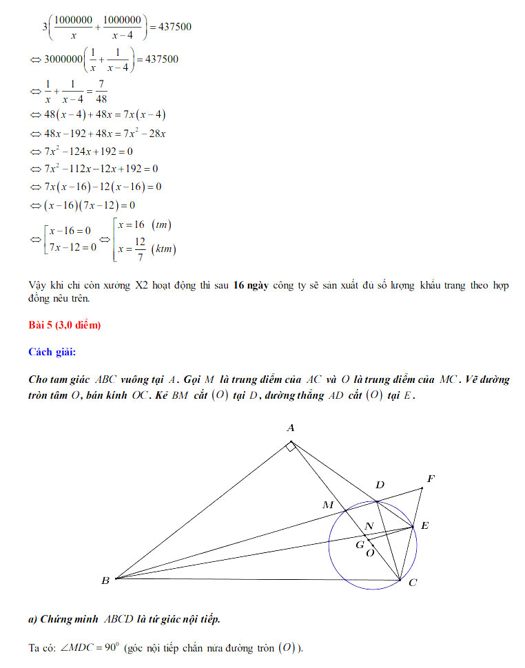 Đáp án đề thi tuyển sinh lớp 10 môn Toán tỉnh Sóc Trăng năm 2020