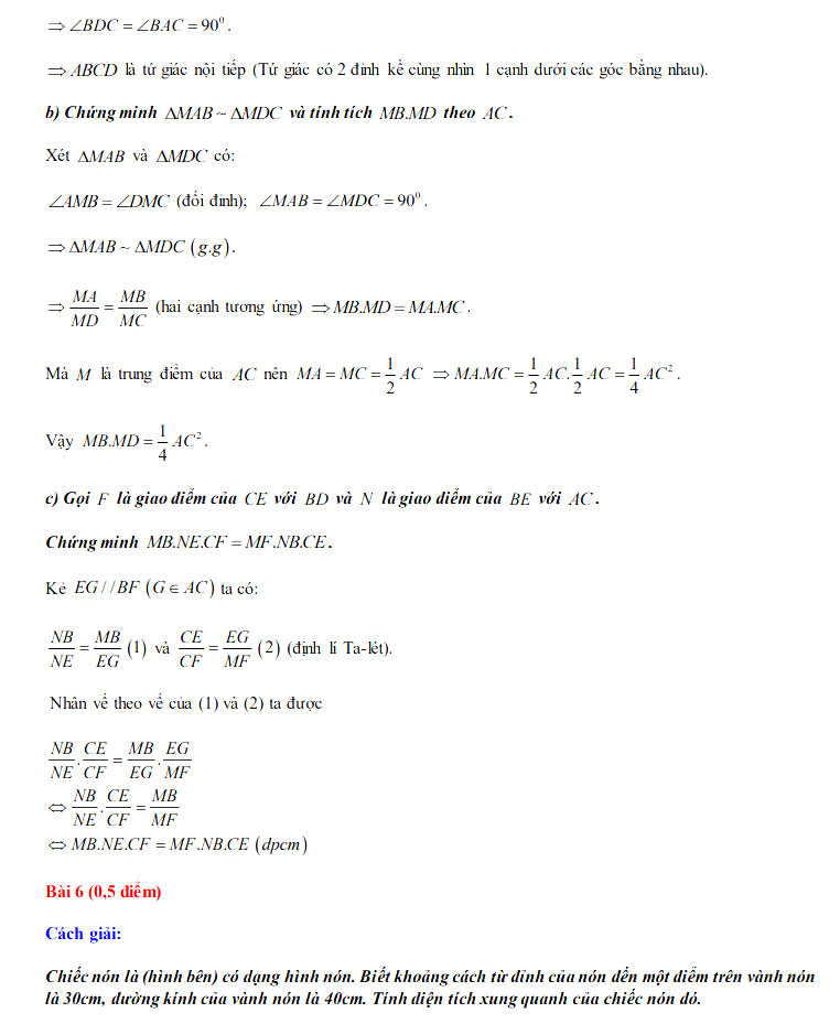 Đáp án đề thi tuyển sinh lớp 10 môn Toán tỉnh Sóc Trăng năm 2020