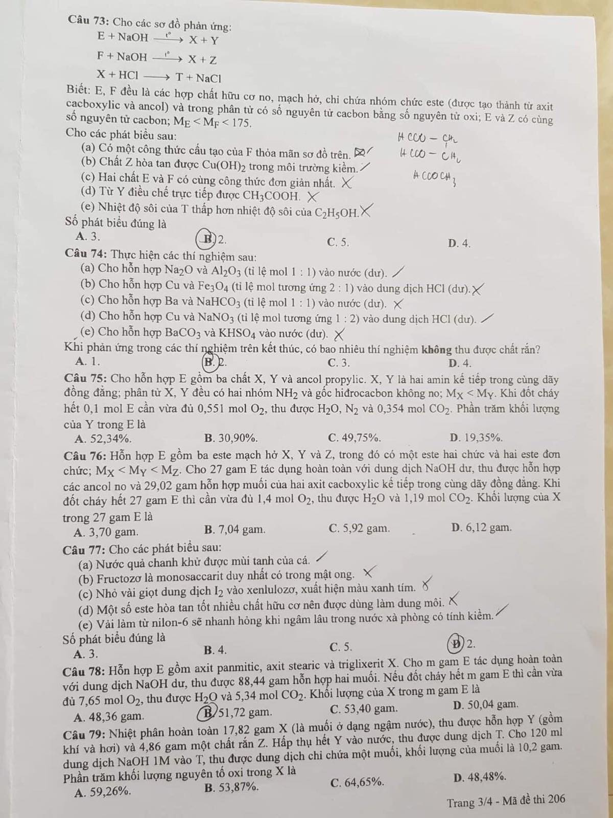 Đáp án môn Hóa 2020