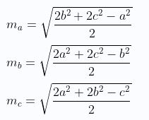 Công thức tính đường trung tuyến