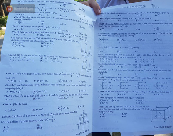 Đáp án Đề thi THPT Quốc Gia 2020 môn Toán đợt 2