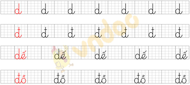 Giải Bài tập Tiếng Việt lớp 1 trang 30 Bài 1: D d Đ đ