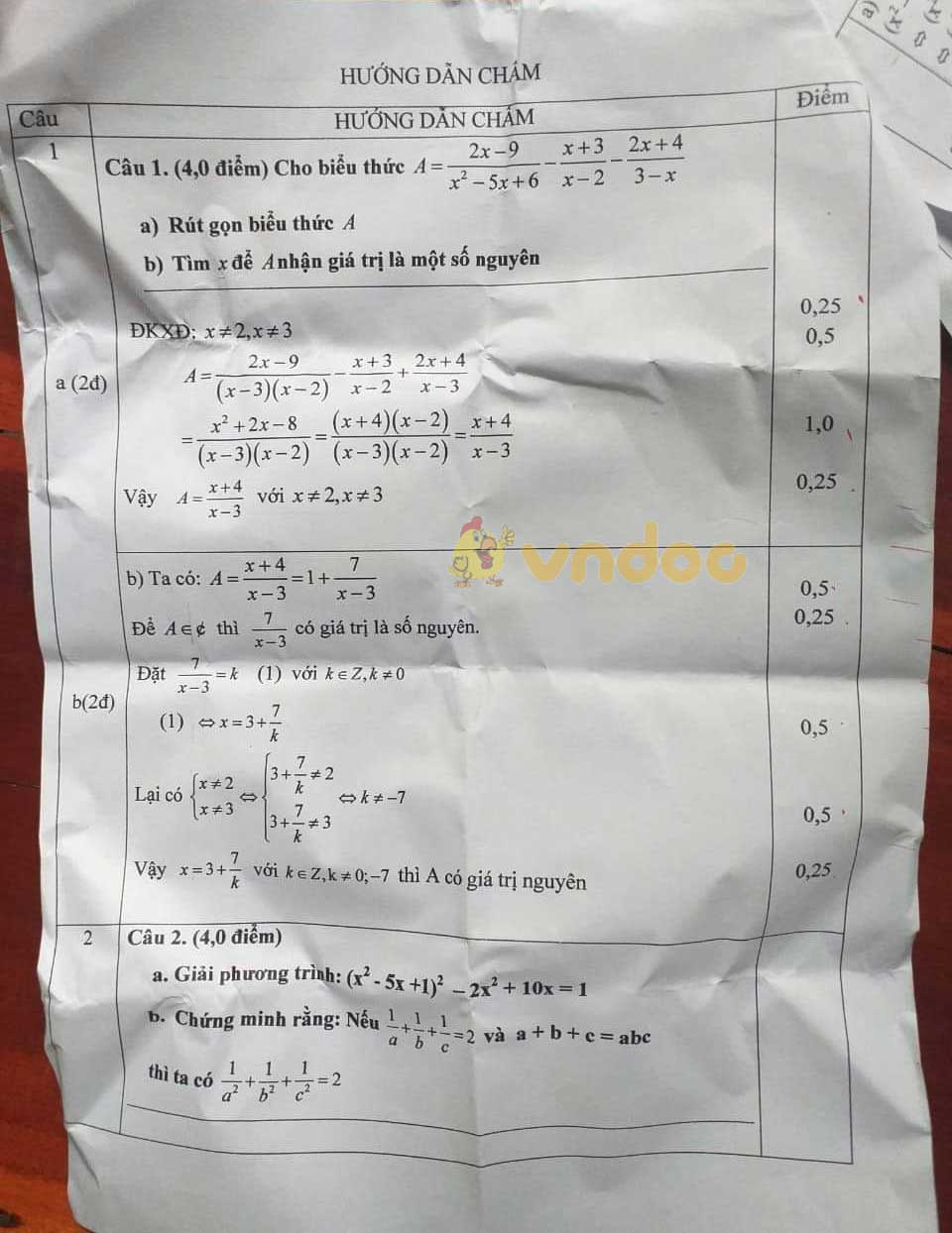 Đề thi chọn học sinh giỏi lớp 9 môn Toán Phòng GD&ĐT Yên Định năm học 2020 - 2021