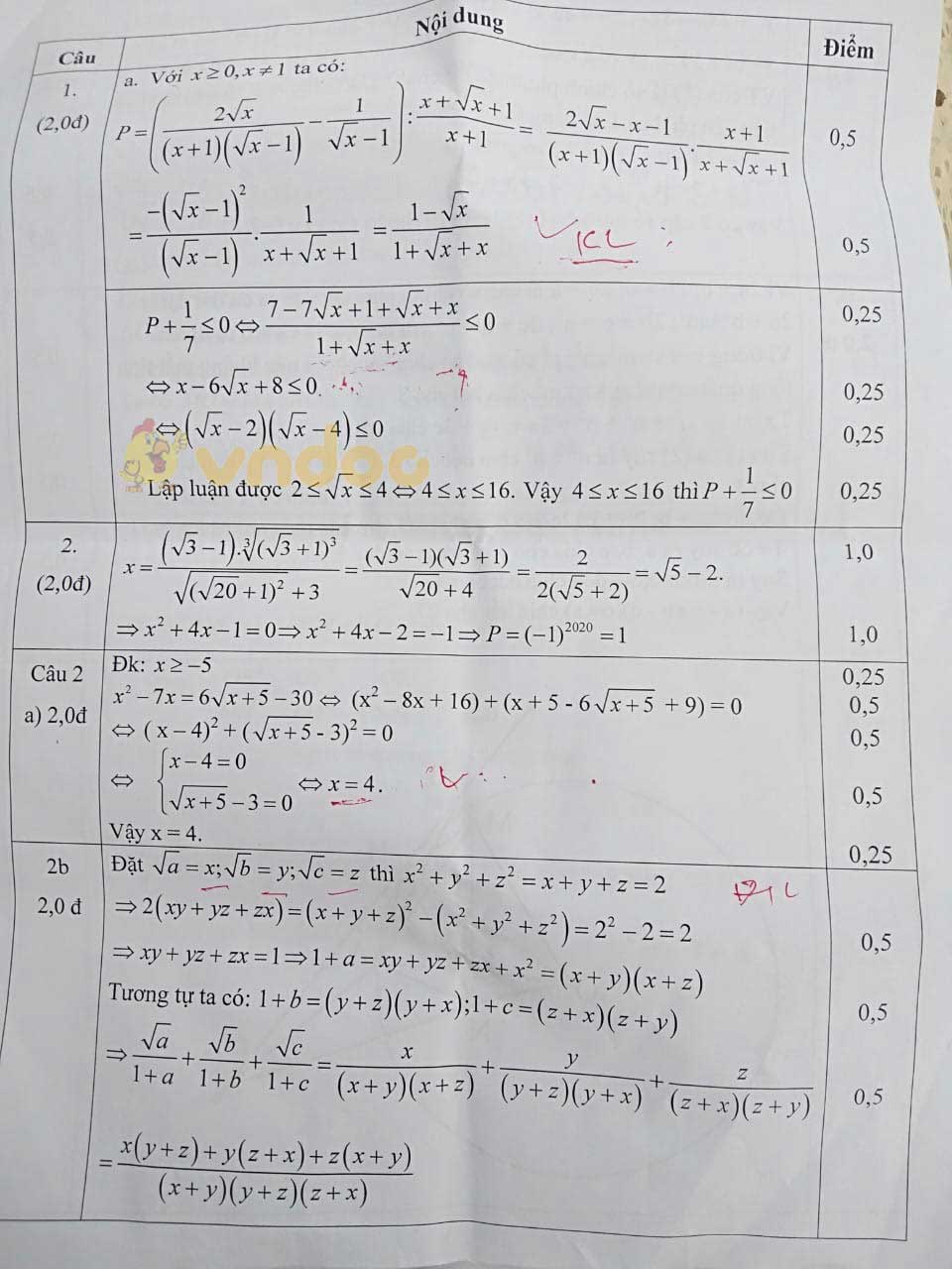 Đề thi chọn học sinh giỏi lớp 9 môn Toán Phòng GD&ĐT Thị xã Nghi Sơn năm học 2020 - 2021