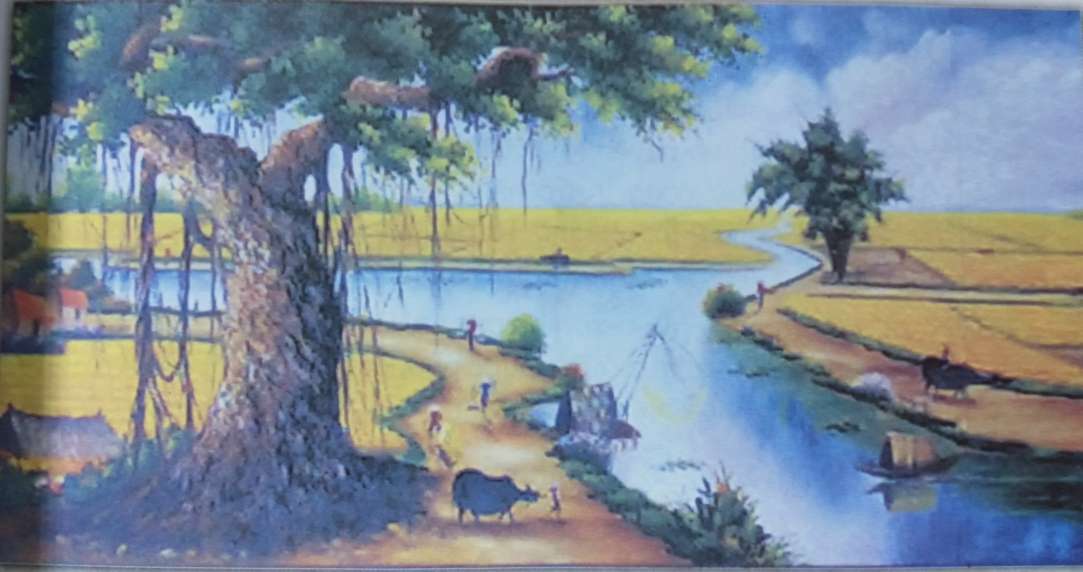 Miêu tả cảnh thanh bình của bức tranh làng quê