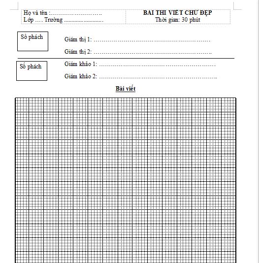 Giấy 5 ô ly thi viết chữ đẹp