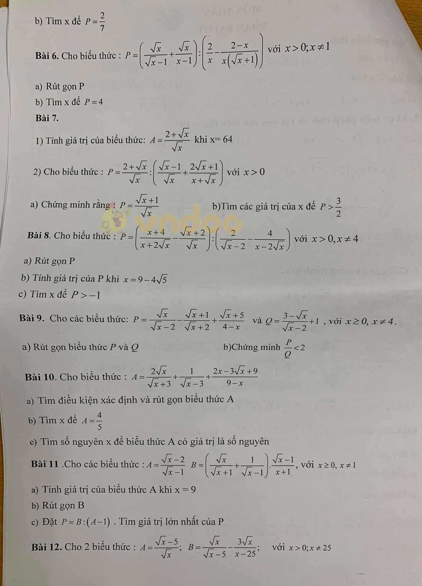 Đề cương ôn thi giữa học kì 1 lớp 9 môn Toán trường THCS Thái Thịnh năm học 2020 - 2021