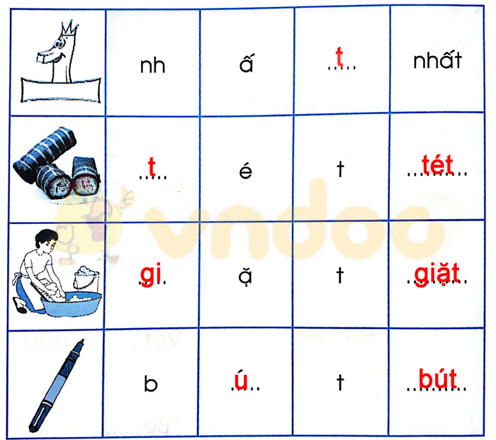 Giải Vở bài tập Tiếng Việt lớp 1 trang 34, 35, 36 Chủ đề 10: Ngày chủ nhật