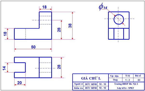 Công nghệ 11 Bài 3 Thực hành Vẽ các hình chiếu của vật thể đơn giản
