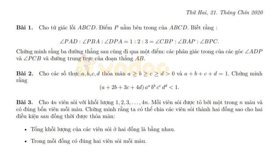 Đề thi Olympic Toán quốc tế (IMO) năm 2020