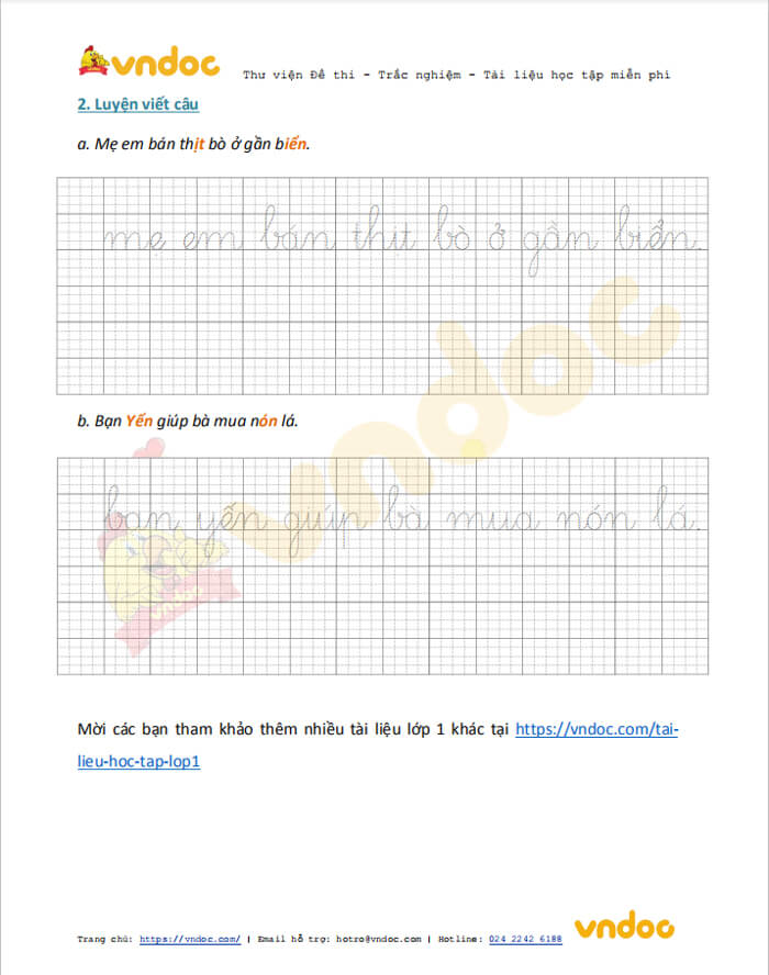 Phiếu chính tả lớp 1 tuần 13 sách Cánh Diều