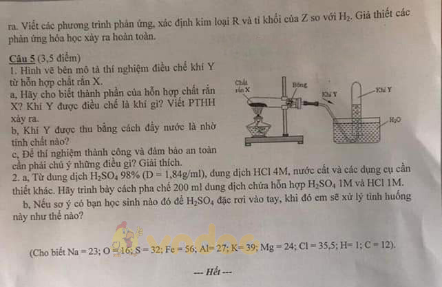 Đề thi chọn học sinh giỏi lớp 9 môn Hóa học Phòng GD&ĐT TP Vinh năm 2020 - 2021