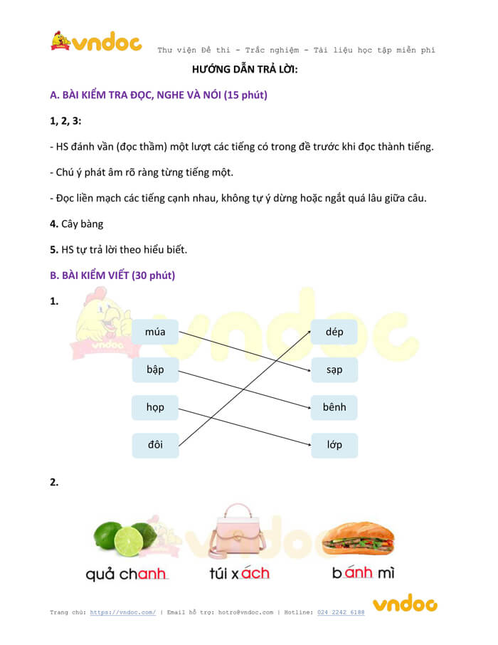 Đề thi học kì 1 lớp 1 môn Tiếng Việt năm 2020-2021 sách Cùng học - Đề 1