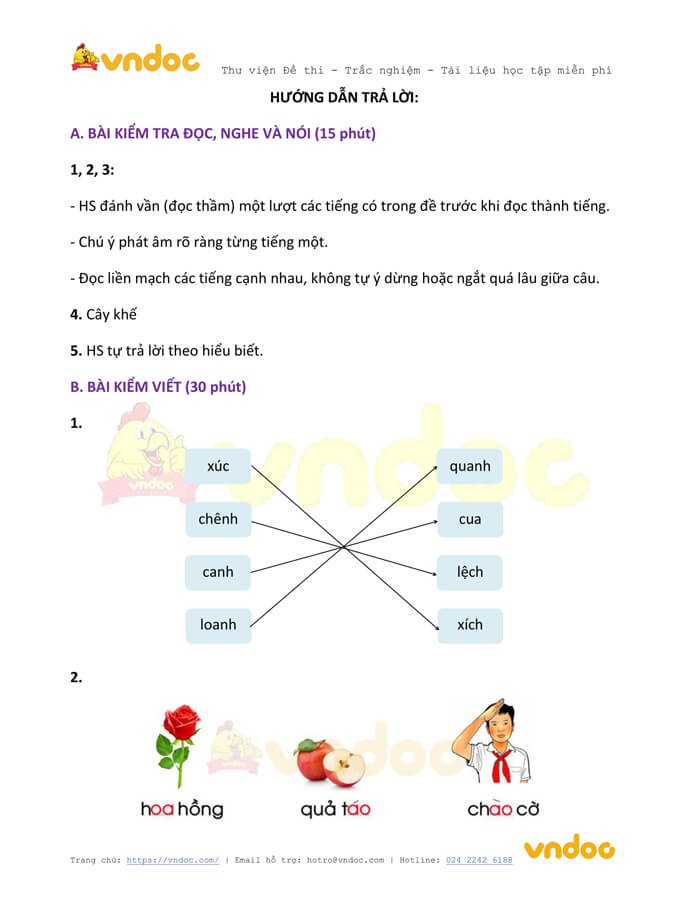 Đề thi học kì 1 lớp 1 môn Tiếng Việt năm 2020-2021 sách Cùng học - Đề 2
