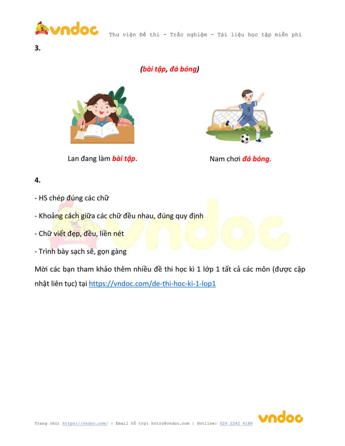 Đề thi học kì 1 lớp 1 môn Tiếng Việt năm 2020-2021 sách Cùng học - Đề 2