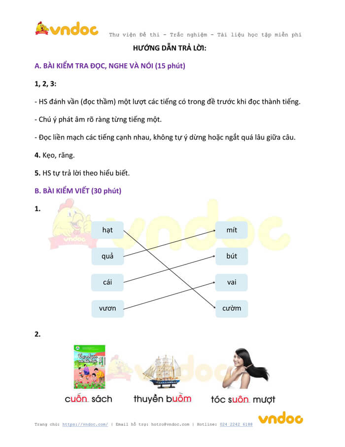 Đề thi học kì 1 lớp 1 môn Tiếng Việt năm 2020-2021 sách Cùng học - Đề 3