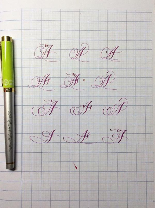 Mẫu chữ nghệ thuật cho người mới luyện.