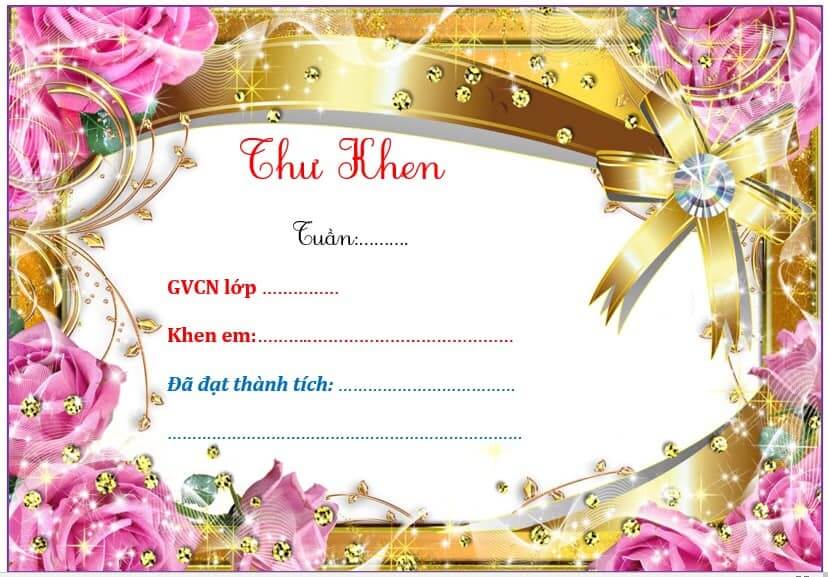 Thư khen ngợi mẫu 9