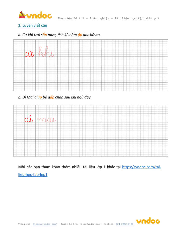 Phiếu chính tả lớp 1 tuần 14 sách Chân trời