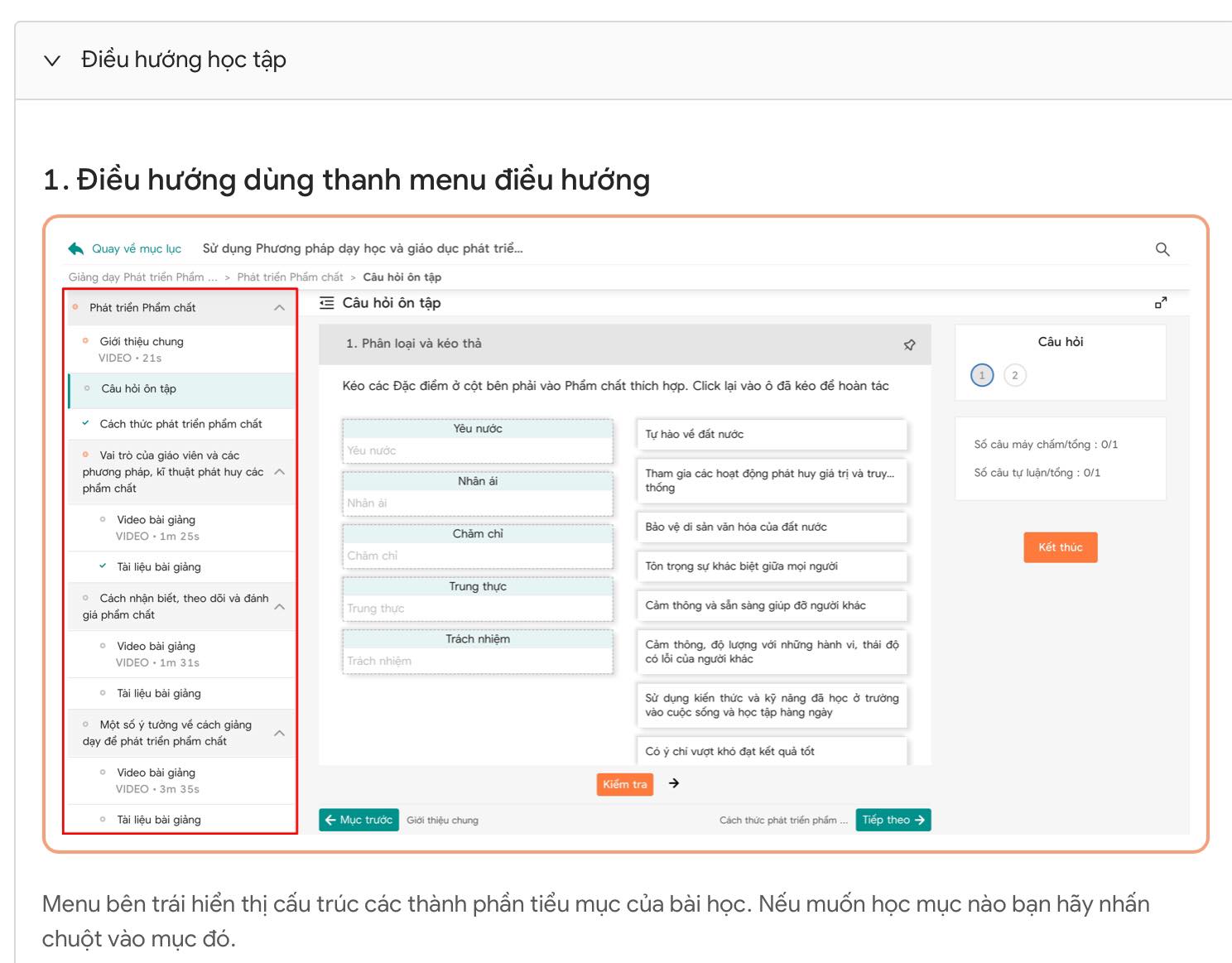 Hướng dẫn làm trắc nghiệm tập huấn mô đun 2
