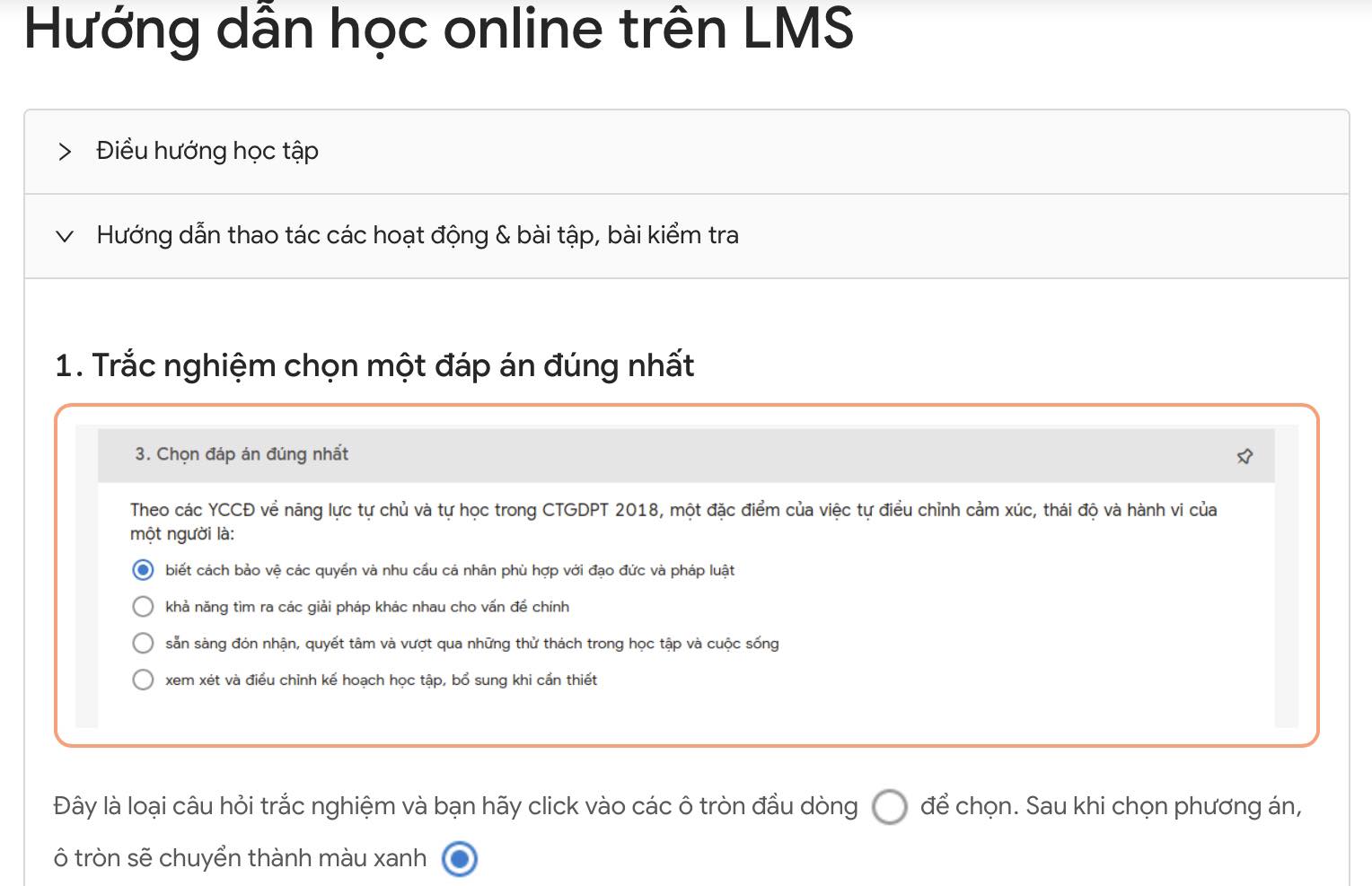 Hướng dẫn làm trắc nghiệm tập huấn mô đun 2