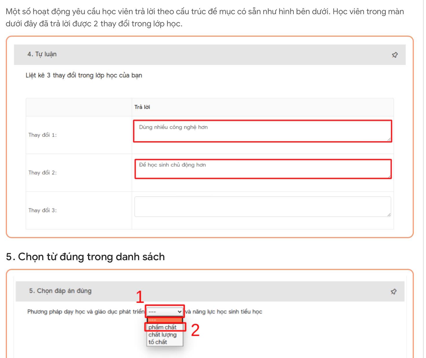 Hướng dẫn làm trắc nghiệm tập huấn mô đun 2
