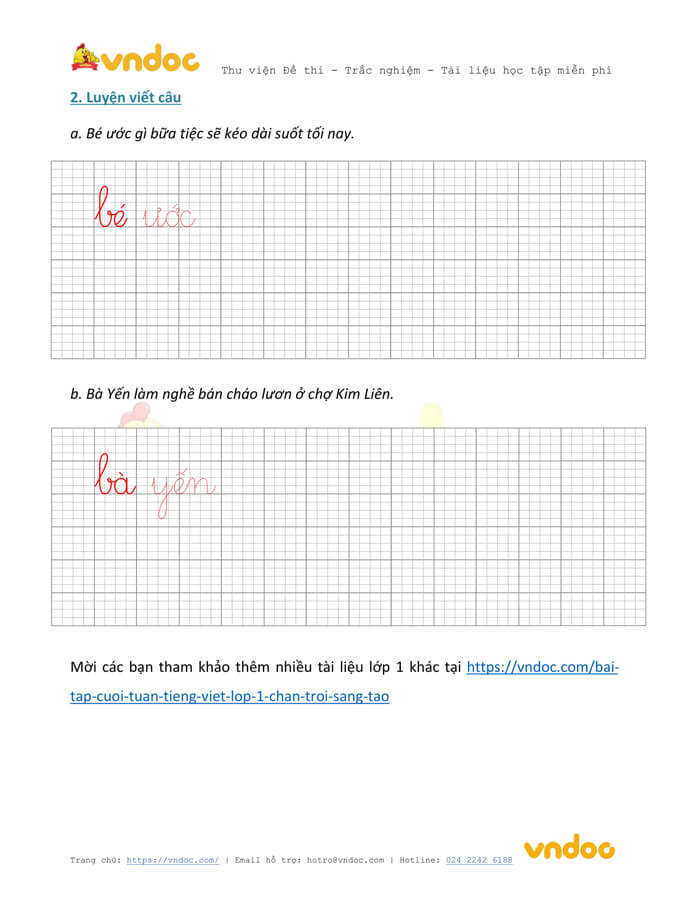 Phiếu chính tả lớp 1 tuần 16 sách Chân trời