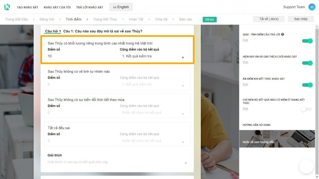 Hướng dẫn tạo bài kiểm tra trắc nghiệm online