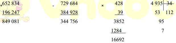 Đáp án đề thi học kì 1 lớp 4 môn Toán trường Tiểu học Lương Thế Vinh, Đắk Lắk năm học 2020 - 2021
