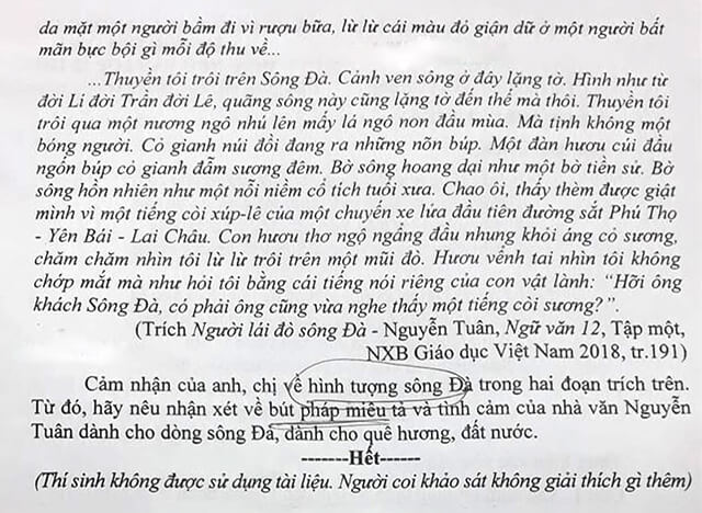Đề thi học kì 1 Ngữ văn 12 năm 2020
