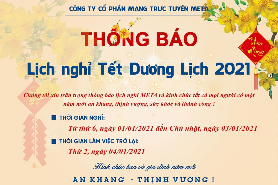 Mẫu thông báo nghỉ Tết 2021