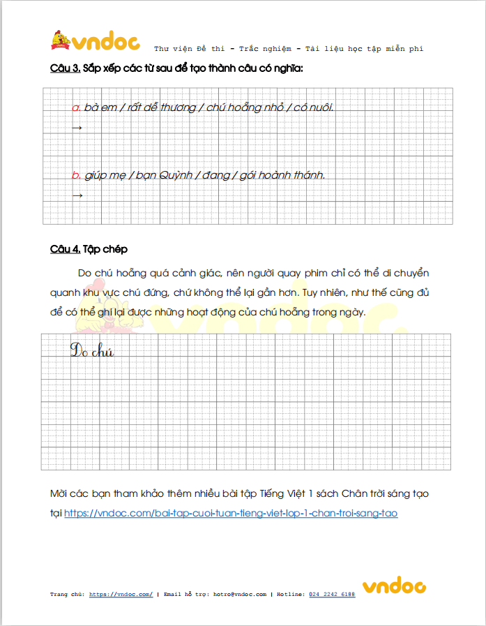 Phiếu bài tập cuối tuần Tiếng Việt lớp 1 Nâng cao - Tuần 20 - Số 2