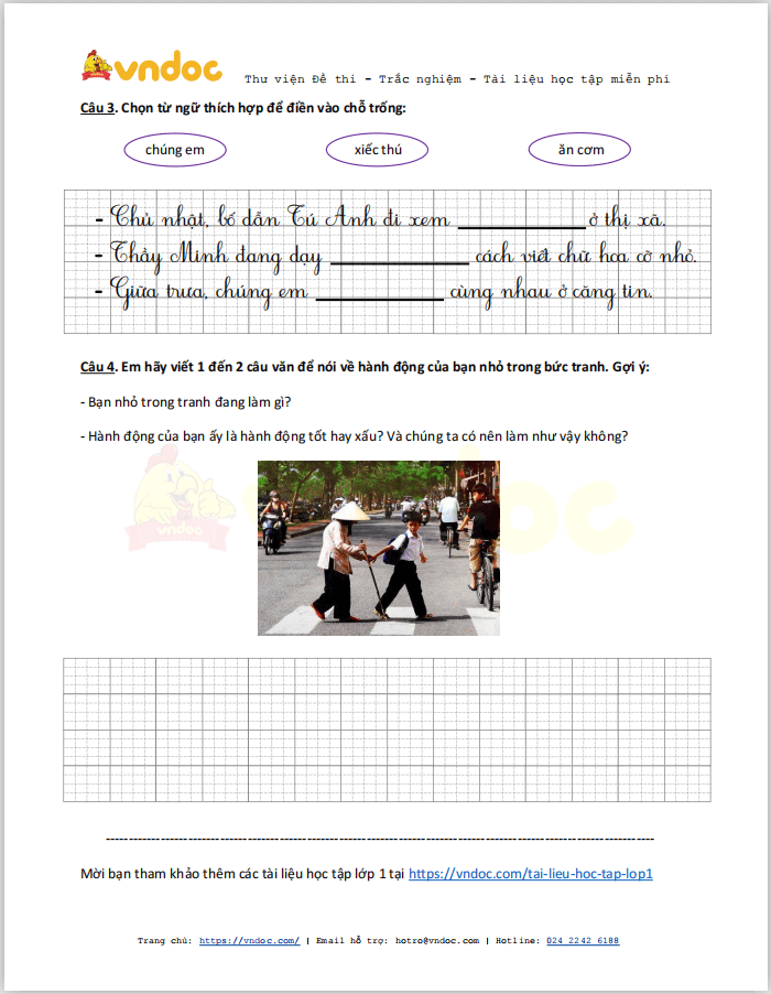 Bài tập Tết lớp 1 môn Tiếng Việt sách Chân trời