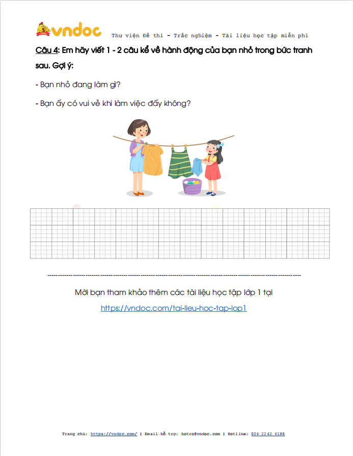 Bài tập Tết lớp 1 môn Tiếng Việt sách Vì sự bình đẳng