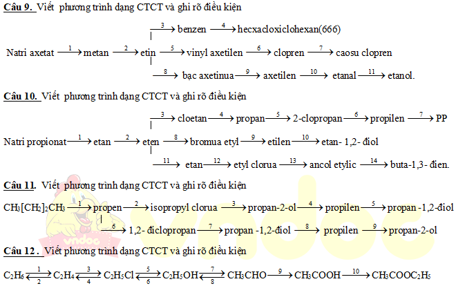 Chuỗi phản ứng hữu cơ hóa học lớp 11
