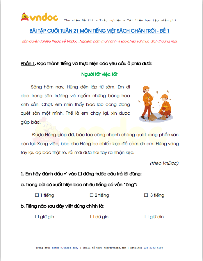 Phiếu bài tập cuối tuần Tiếng Việt lớp 1 Nâng cao - Tuần 21 - Số 1