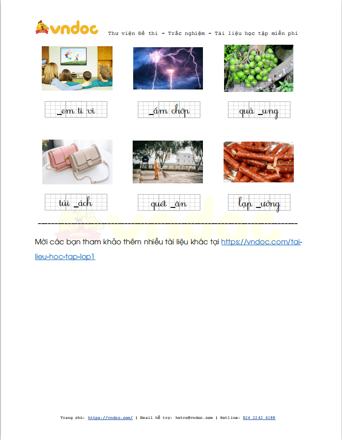 Bài tập chính tả: Điền s hoặc x lớp 1