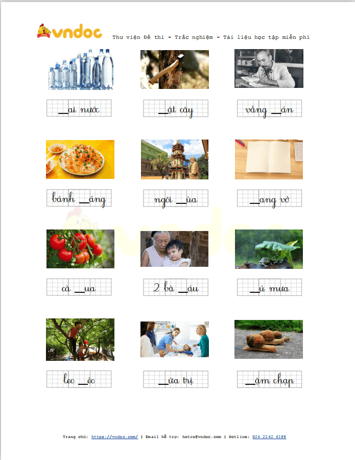 Bài tập chính tả điền tr/ch