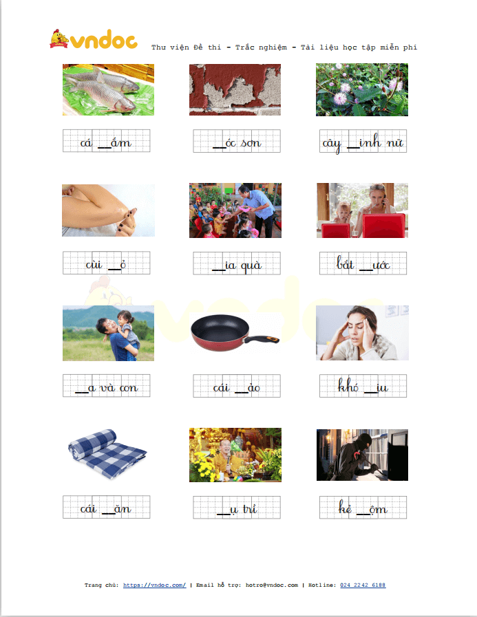 Bài tập chính tả điền tr/ch