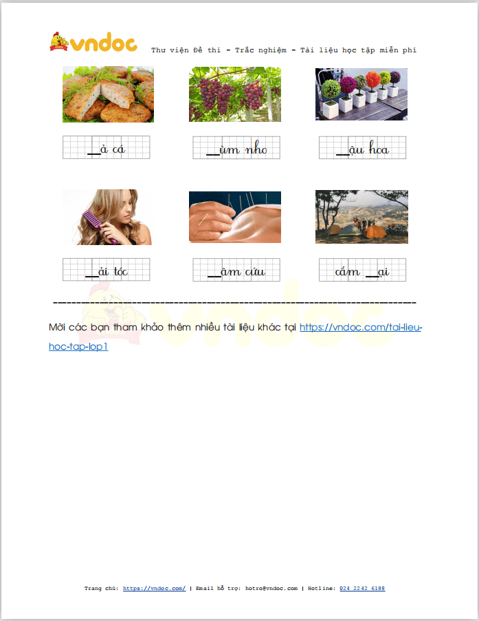 Bài tập chính tả điền tr/ch