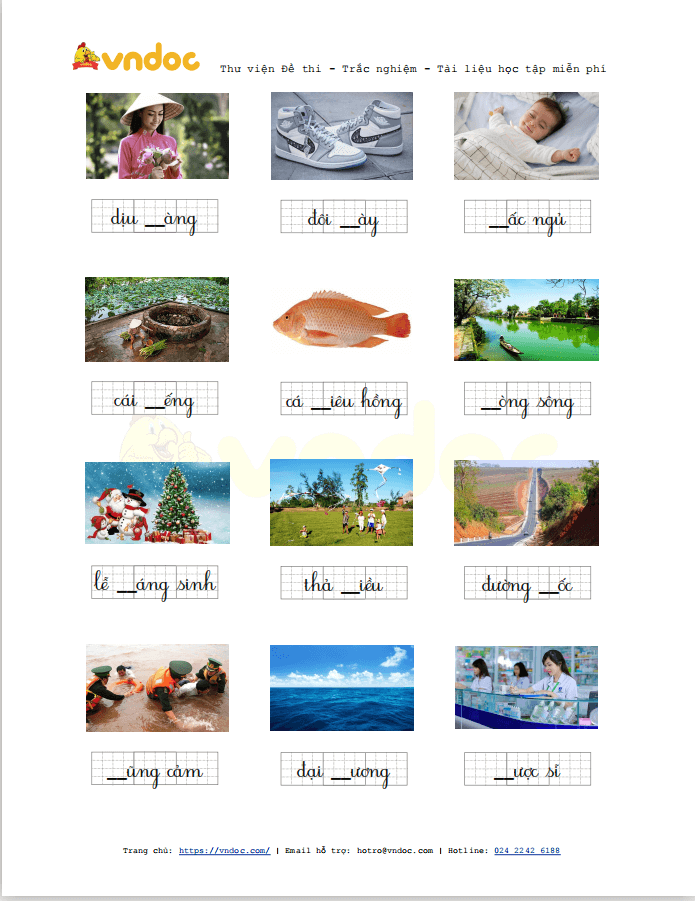 Bài tập chính tả điền d/gi lớp 1