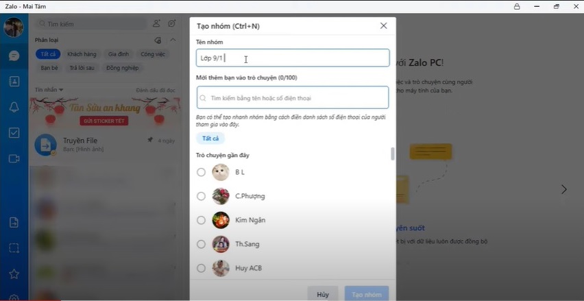 Cách giao bài từng học sinh khi dạy trực tuyến trên Zalo